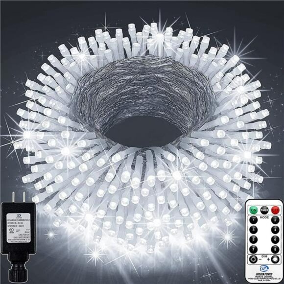 403ft 1000 LED String Lights, 8 Modes & Timer Fairy Light Plug in Waterproof LED - Picture 5 of 6